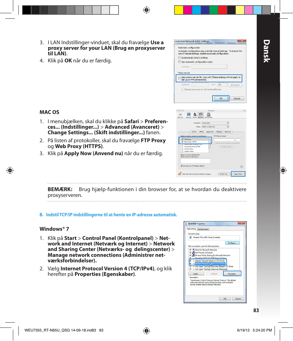 Dansk | Asus RT-N65U User Manual | Page 83 / 168