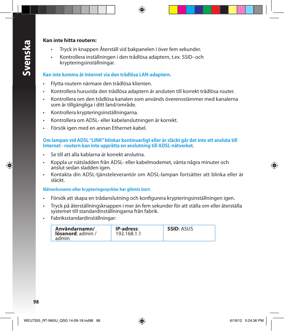 Sv ensk a | Asus RT-N65U User Manual | Page 98 / 168