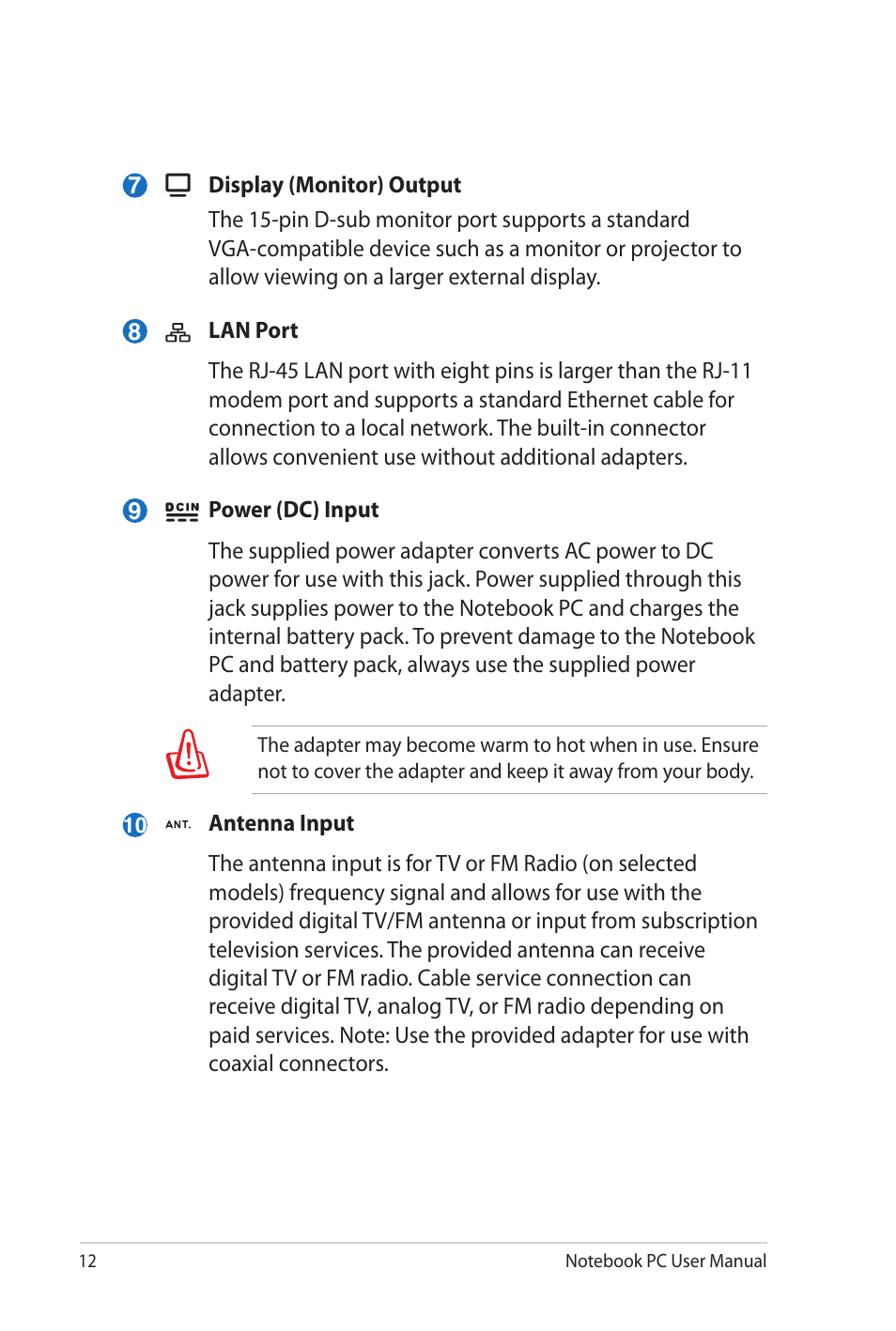 Asus NX90Jq User Manual | Page 12 / 30