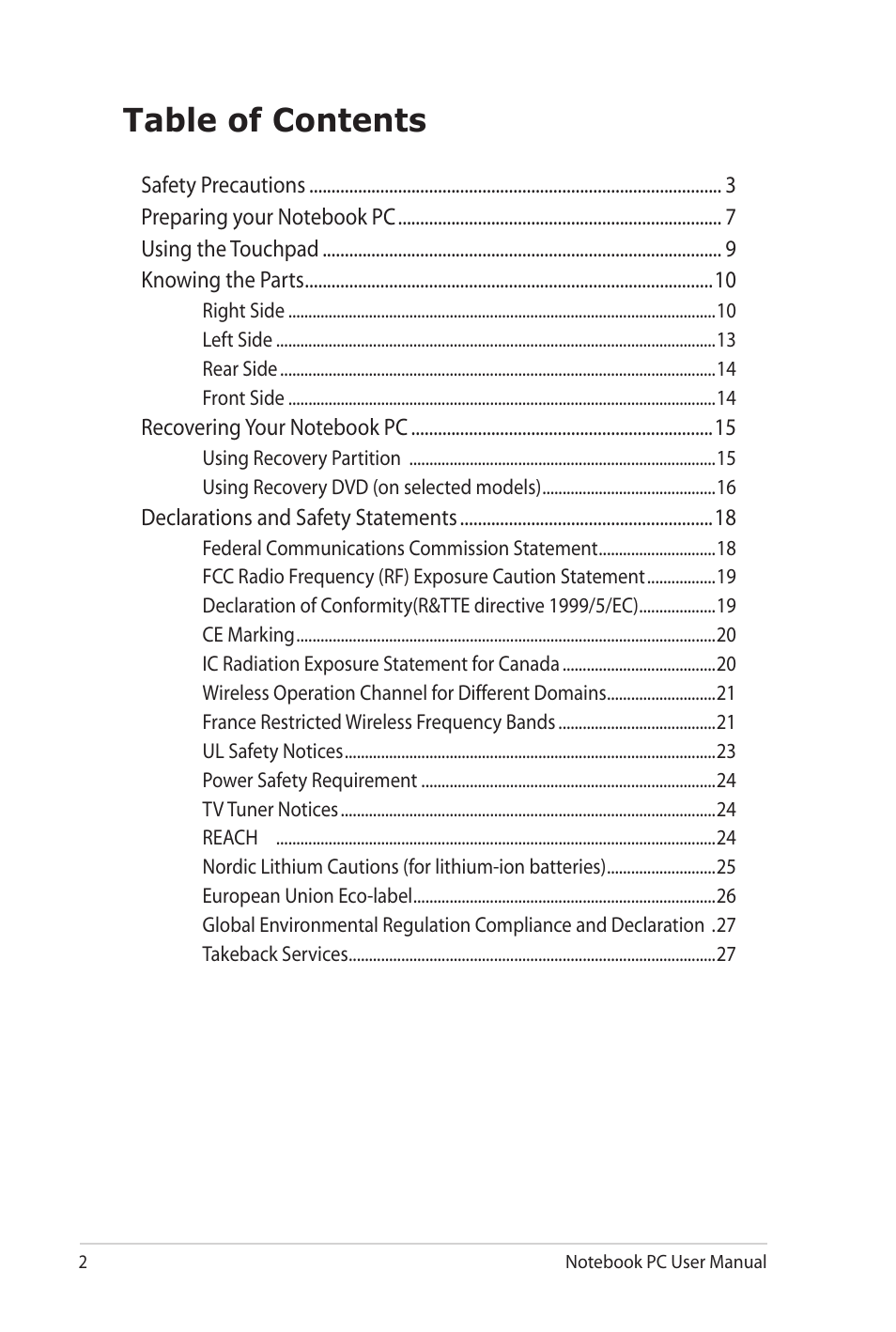 Asus NX90Jq User Manual | Page 2 / 30