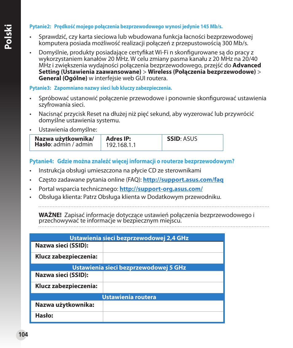Polsk i | Asus RT-N56U User Manual | Page 104 / 152