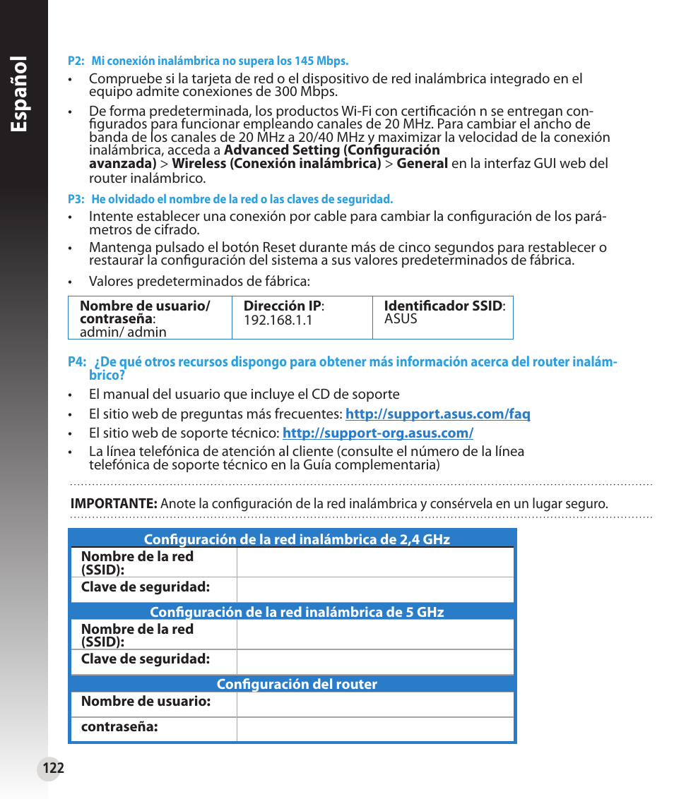 Español | Asus RT-N56U User Manual | Page 122 / 152