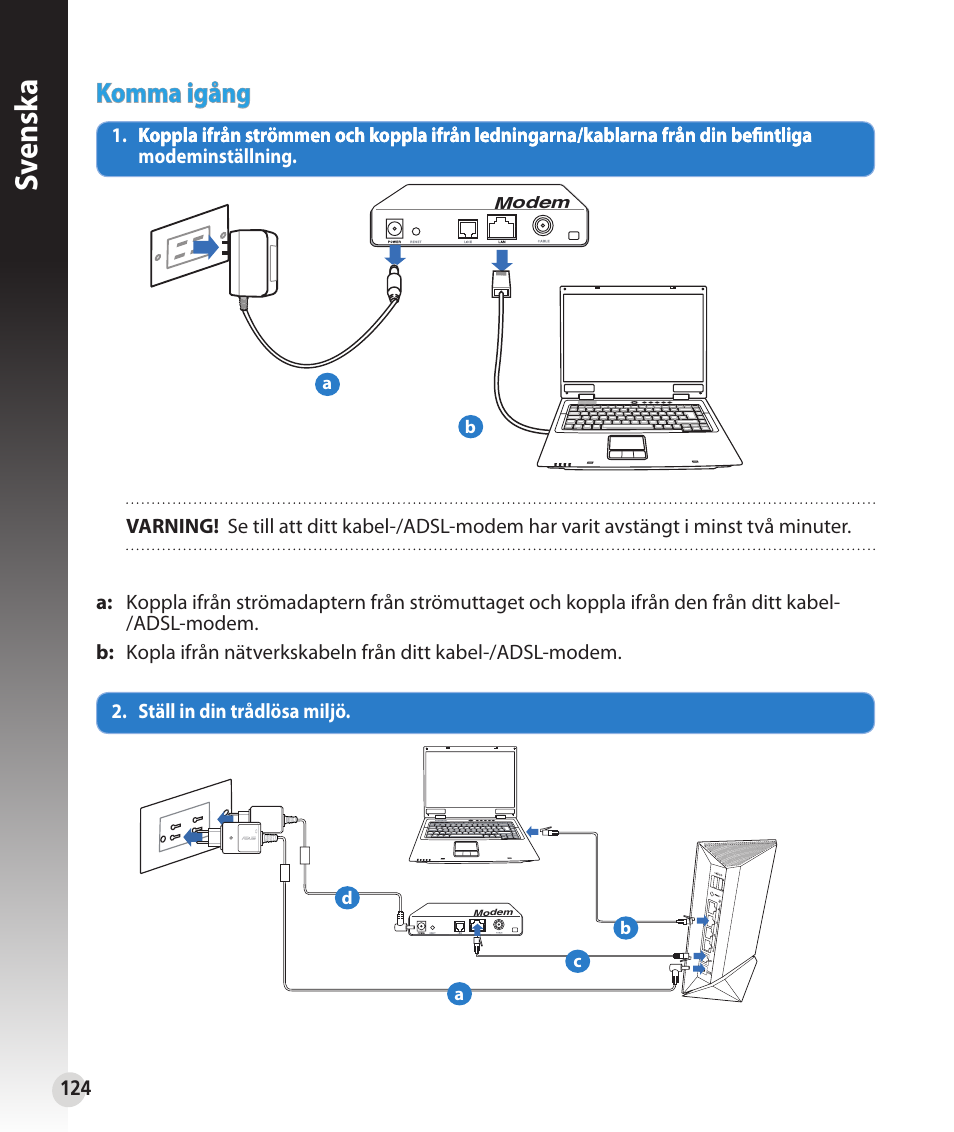 Sv ensk a, Komma igång | Asus RT-N56U User Manual | Page 124 / 152