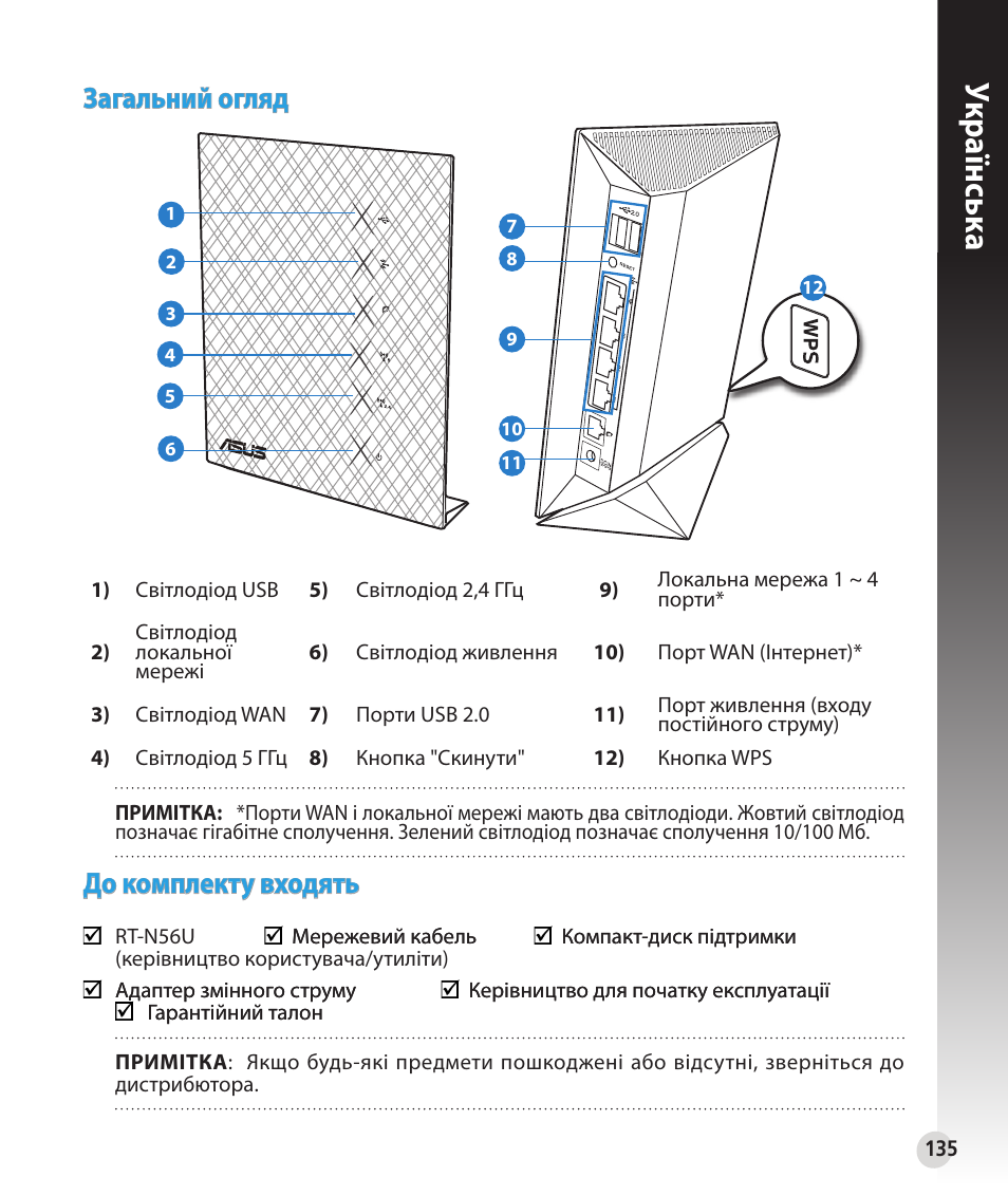 Укр аїнськ а, Загальний огляд, До комплекту входять | Asus RT-N56U User Manual | Page 135 / 152