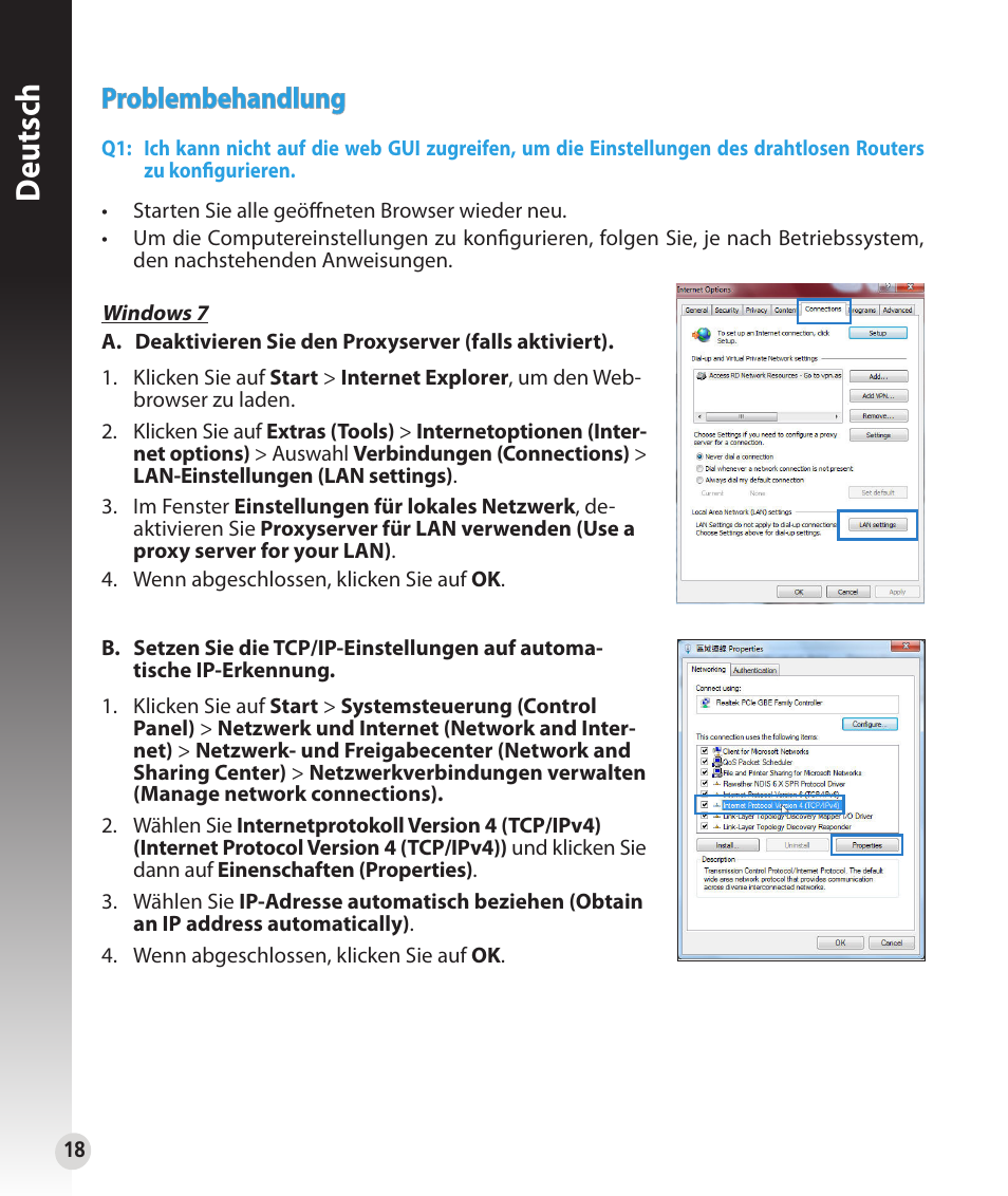 Deutsch, Problembehandlung | Asus RT-N56U User Manual | Page 18 / 152