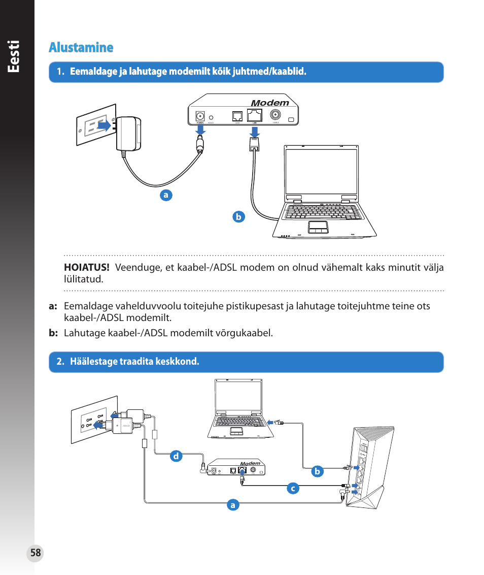 Eesti, Alustamine | Asus RT-N56U User Manual | Page 58 / 152