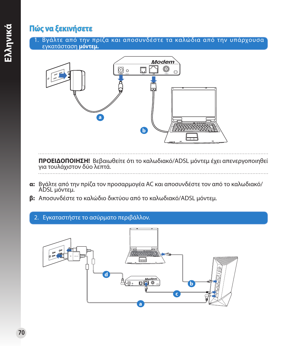 Ελλη νι κά, Πώς να ξεκινήσετε | Asus RT-N56U User Manual | Page 70 / 152