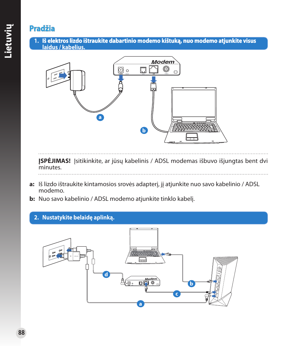 Lietuvių, Pradžia | Asus RT-N56U User Manual | Page 88 / 152