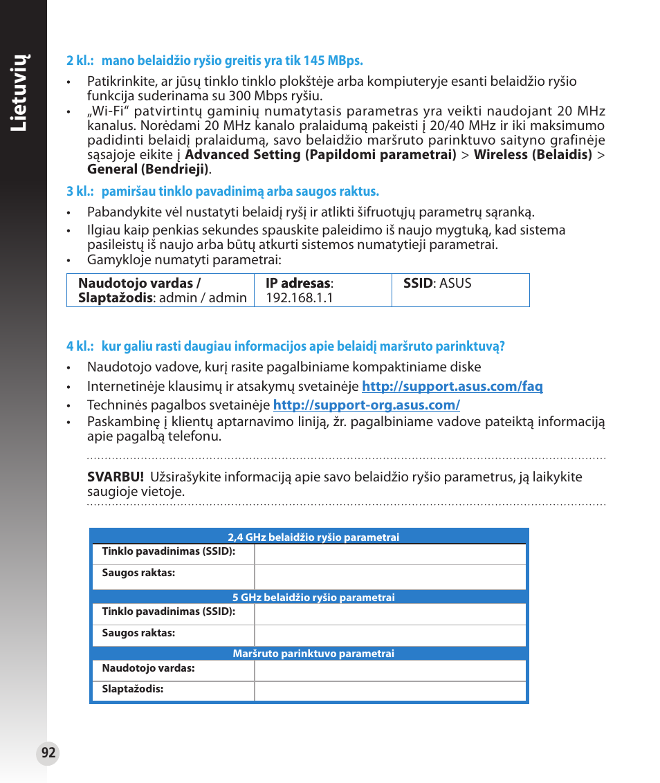 Lietuvių | Asus RT-N56U User Manual | Page 92 / 152