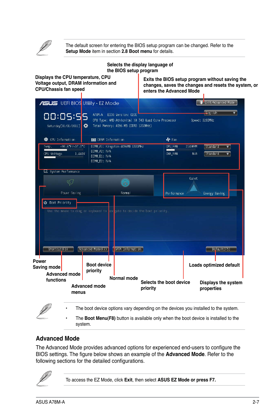 Advanced mode | Asus A78M-A User Manual | Page 39 / 70