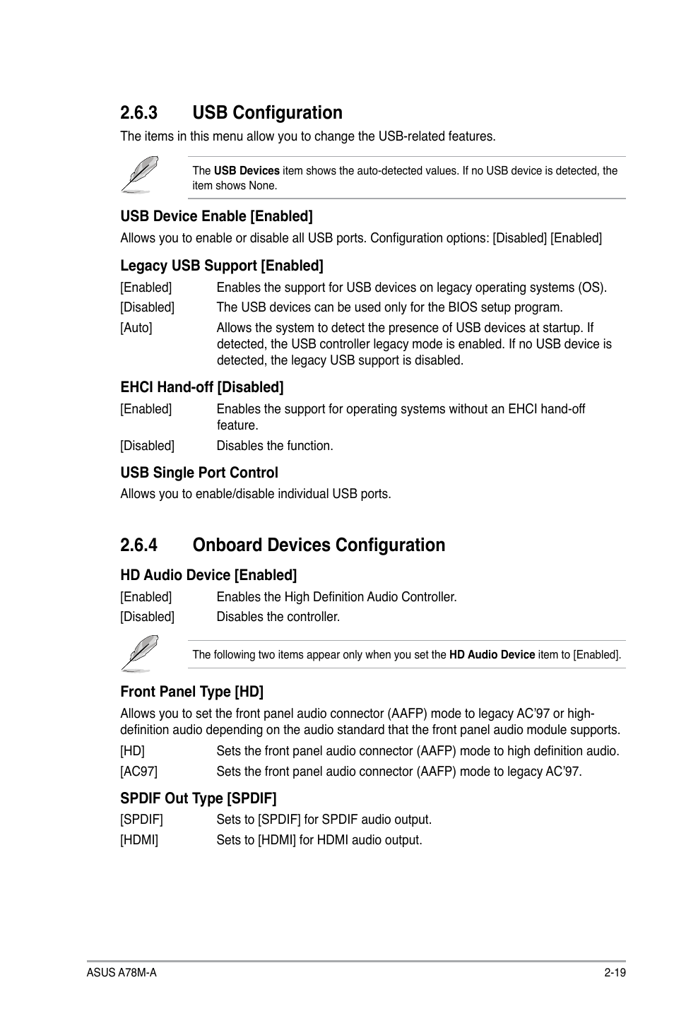 4 onboard devices configuration, 3 usb configuration | Asus A78M-A User Manual | Page 51 / 70