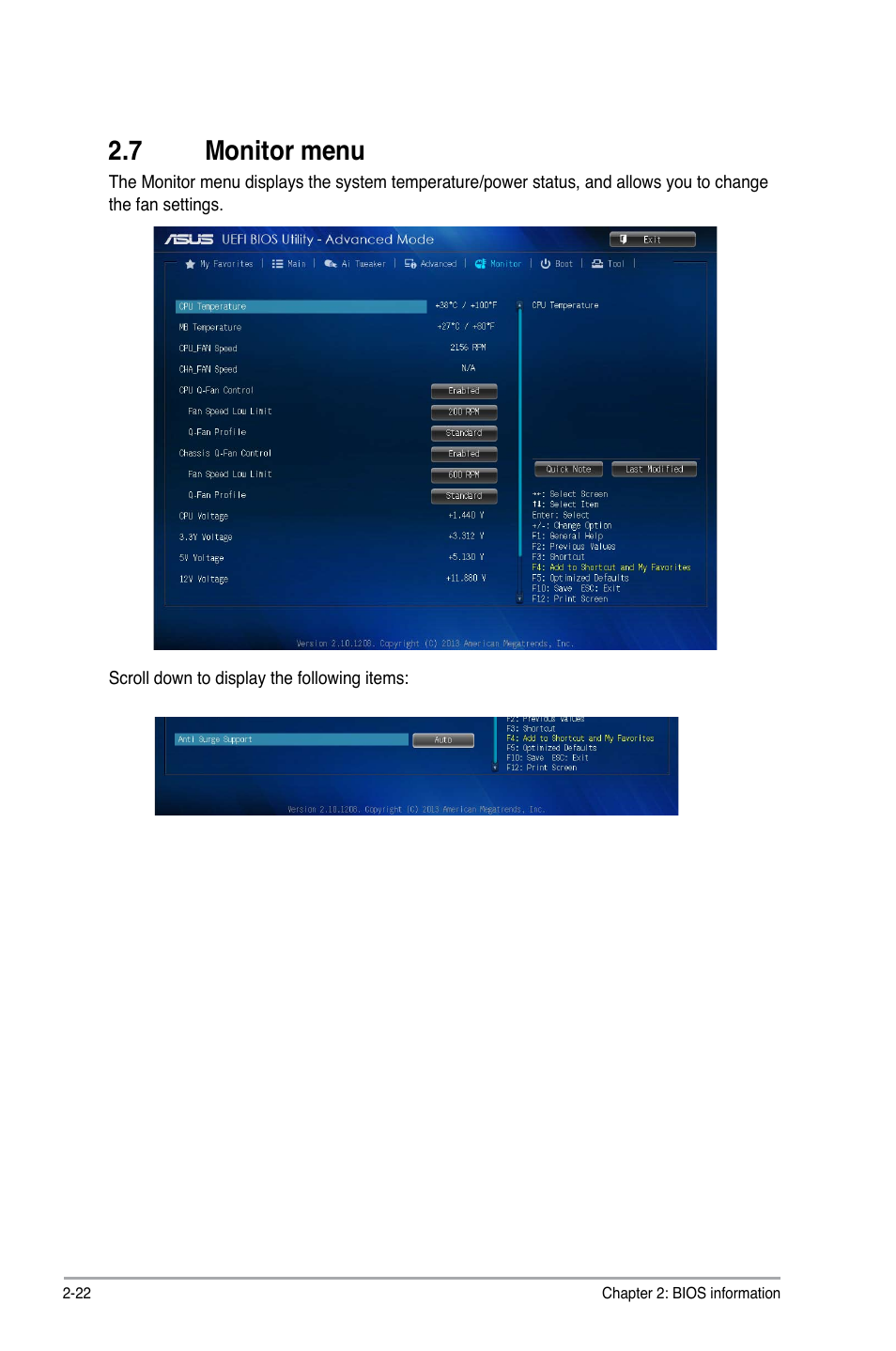 7 monitor menu, Monitor menu -22 | Asus A78M-A User Manual | Page 54 / 70