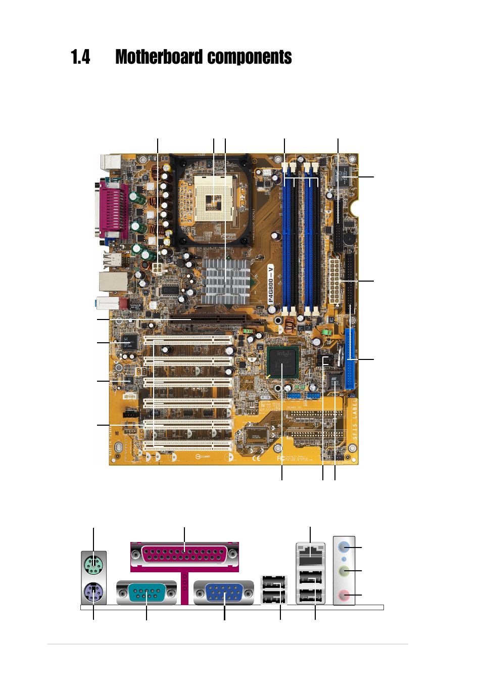 4 motherboard components | Asus P4G800-V User Manual | Page 14 / 68