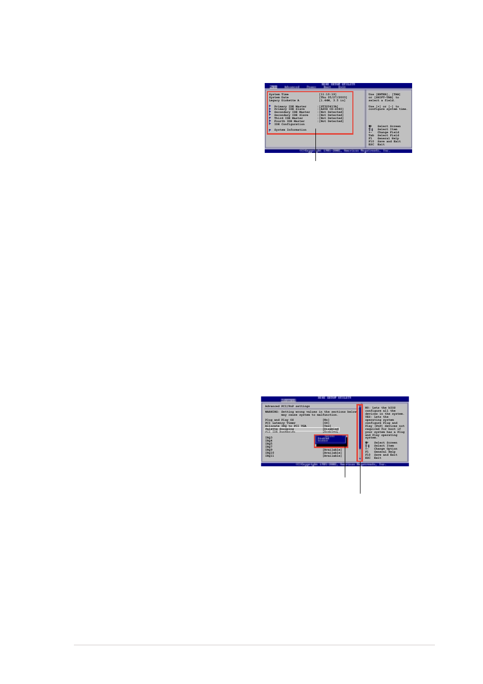 4 menu items, 5 sub-menu items, 6 configuration fields | 7 pop-up window, 8 scroll bar, 9 general help | Asus P4G800-V User Manual | Page 39 / 68