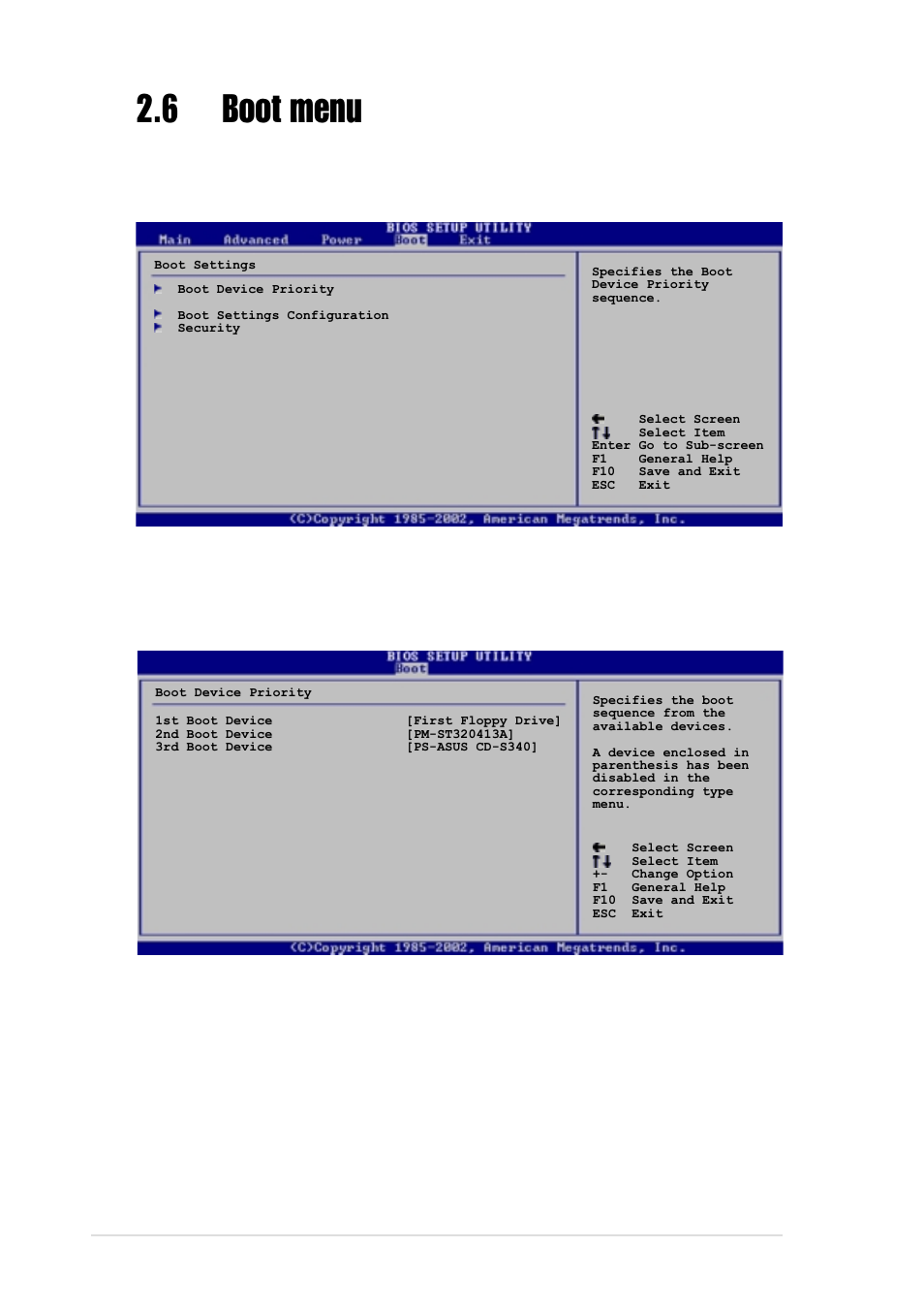 6 boot menu, 1 boot device priority, 1st ~ xxth boot device [1st floppy drive | Asus P4G800-V User Manual | Page 58 / 68