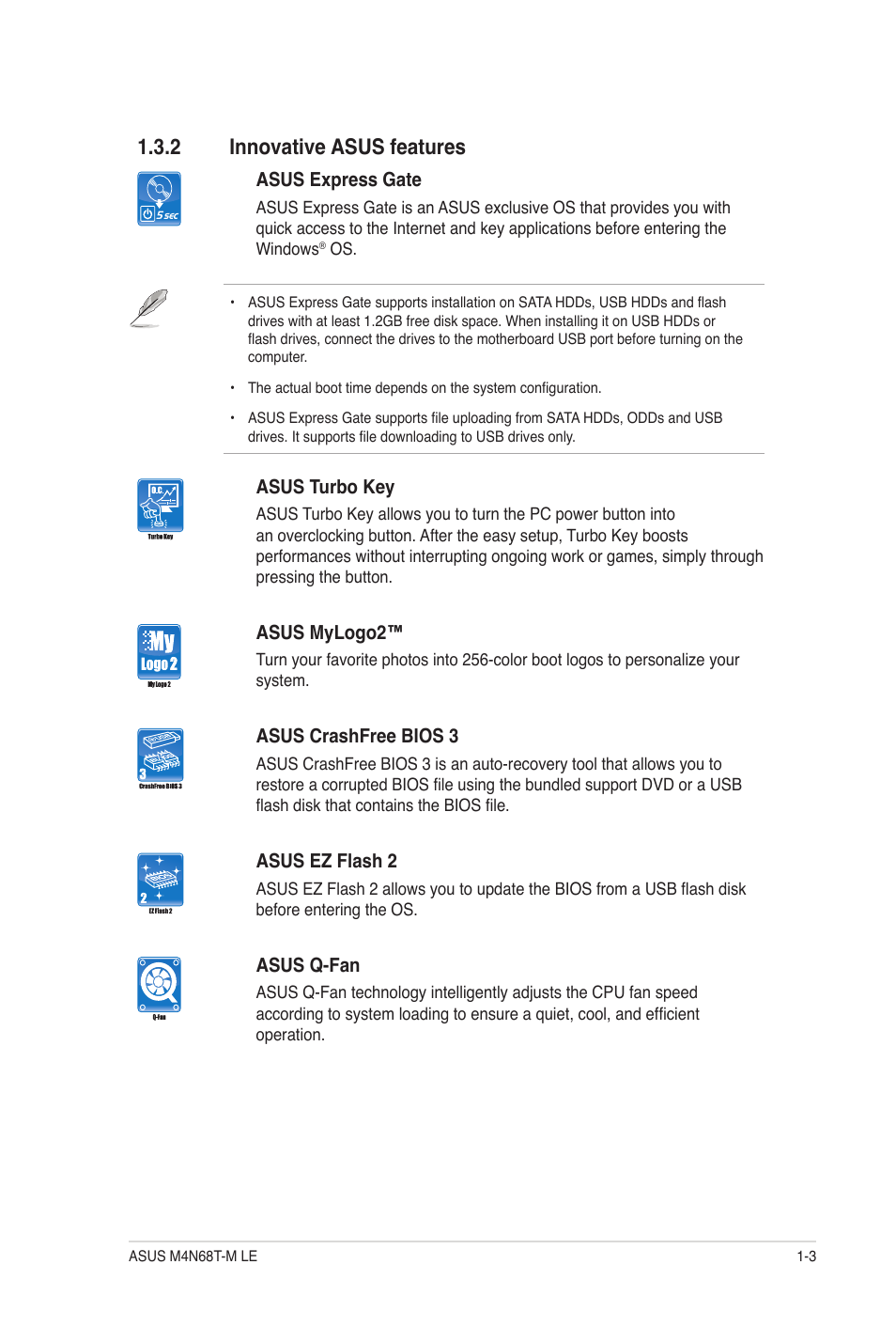 2 innovative asus features, Innovative asus features -3 | Asus M4N68T-M LE User Manual | Page 13 / 62