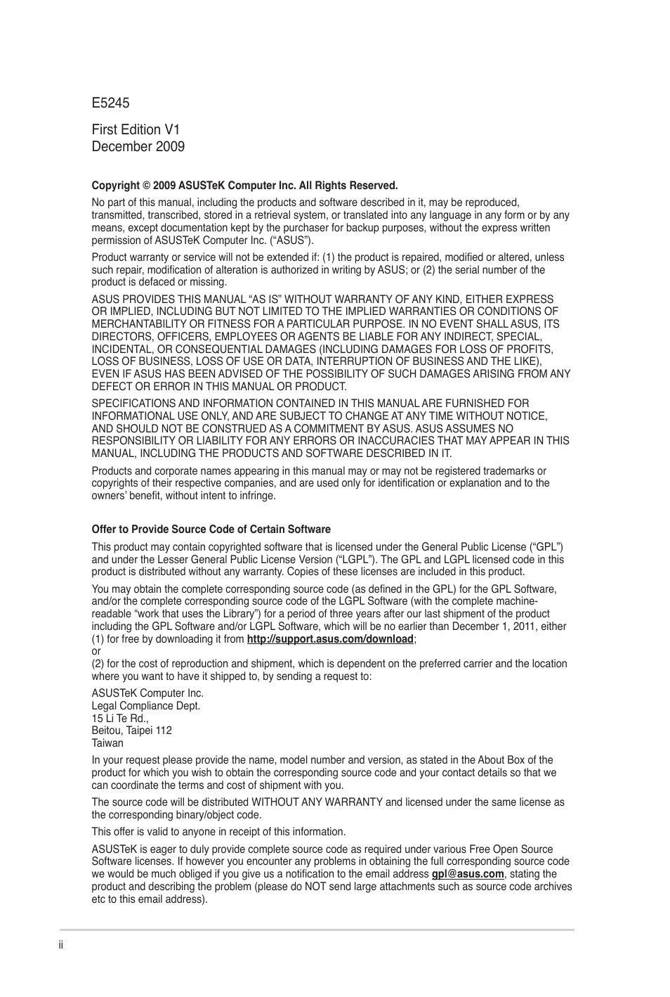 Asus M4N68T-M LE User Manual | Page 2 / 62