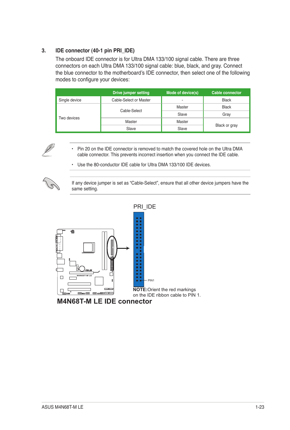 M4n68t-m le ide connector, Pri_ide | Asus M4N68T-M LE User Manual | Page 33 / 62