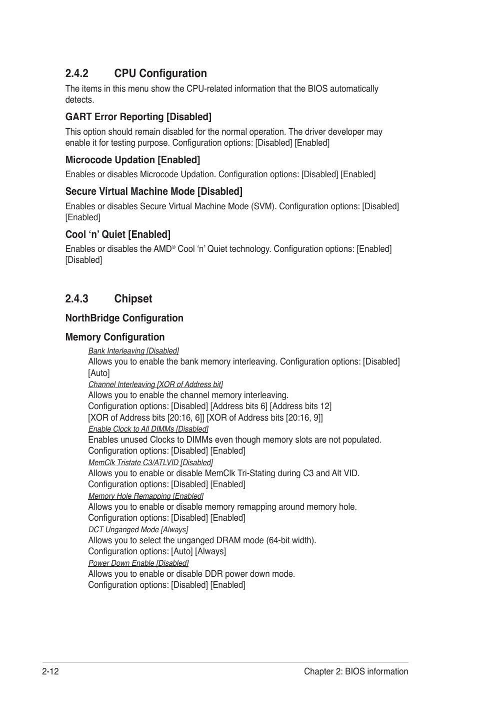 2 cpu configuration, 3 chipset, Cpu configuration -12 | Chipset -12 | Asus M4N68T-M LE User Manual | Page 50 / 62