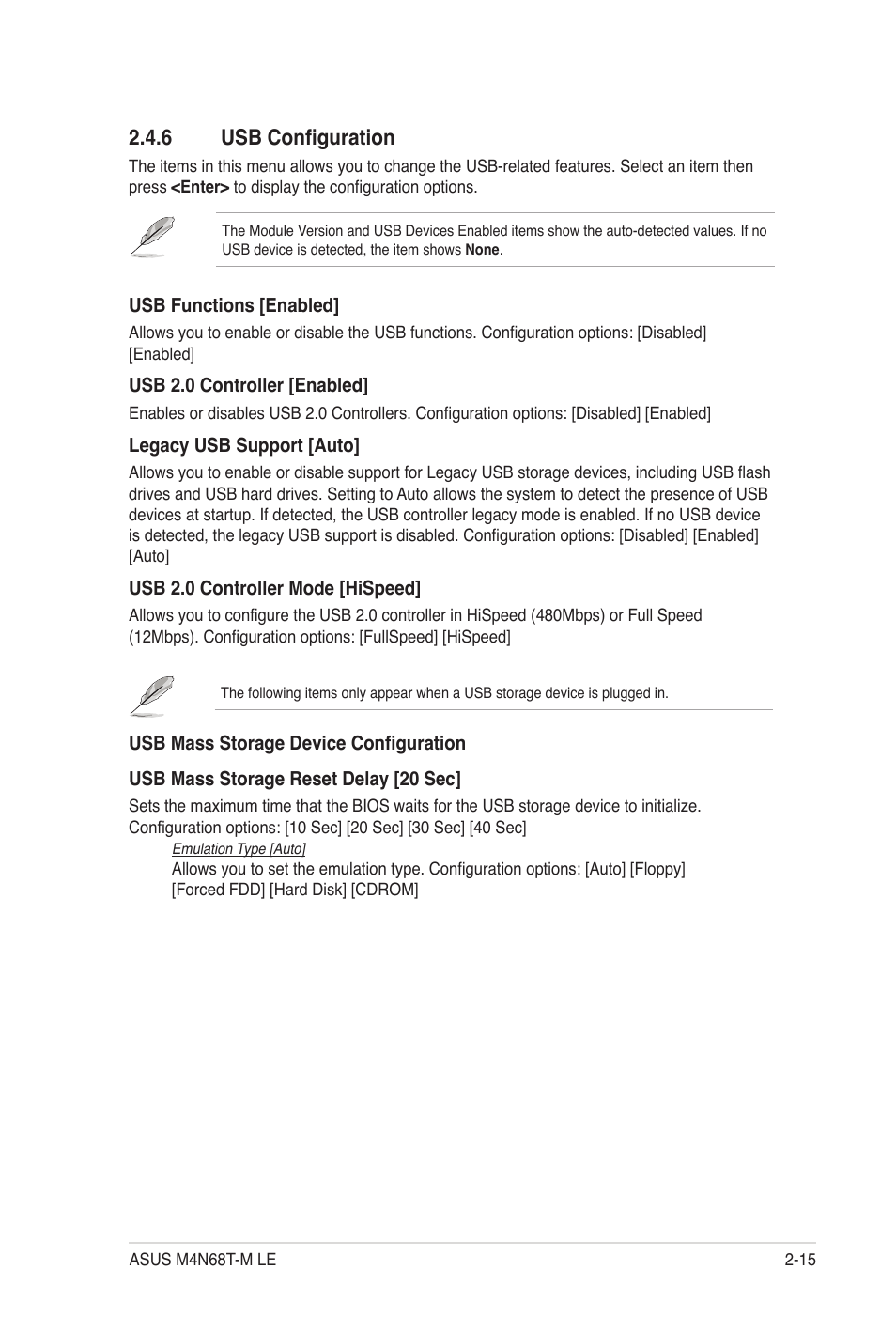 6 usb configuration, Usb configuration -15 | Asus M4N68T-M LE User Manual | Page 53 / 62