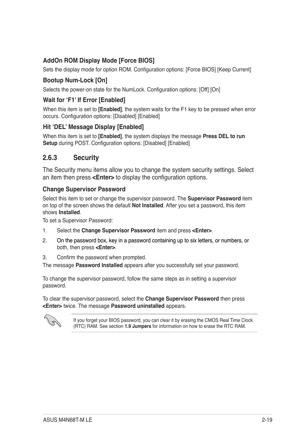 3 security, Security -19 | Asus M4N68T-M LE User Manual | Page 57 / 62