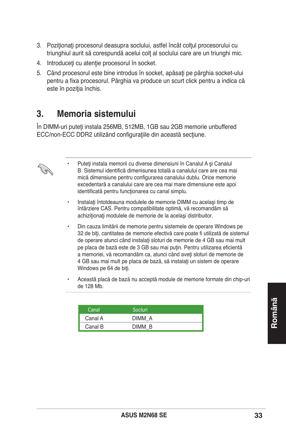 Română | Asus M2N68 SE User Manual | Page 33 / 38