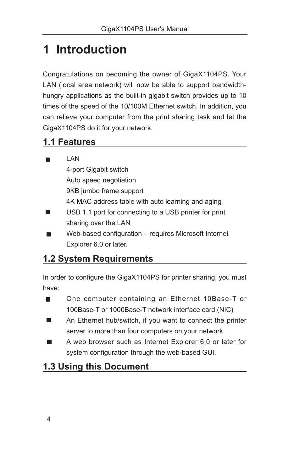 1 introduction | Asus GigaX1104PS User Manual | Page 5 / 58