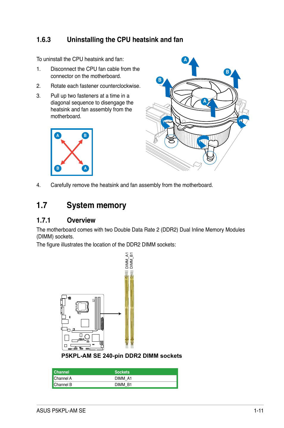 3 uninstalling the cpu heatsink and fan, 1 overview | Asus P5KPL-AM SE User Manual | Page 21 / 62