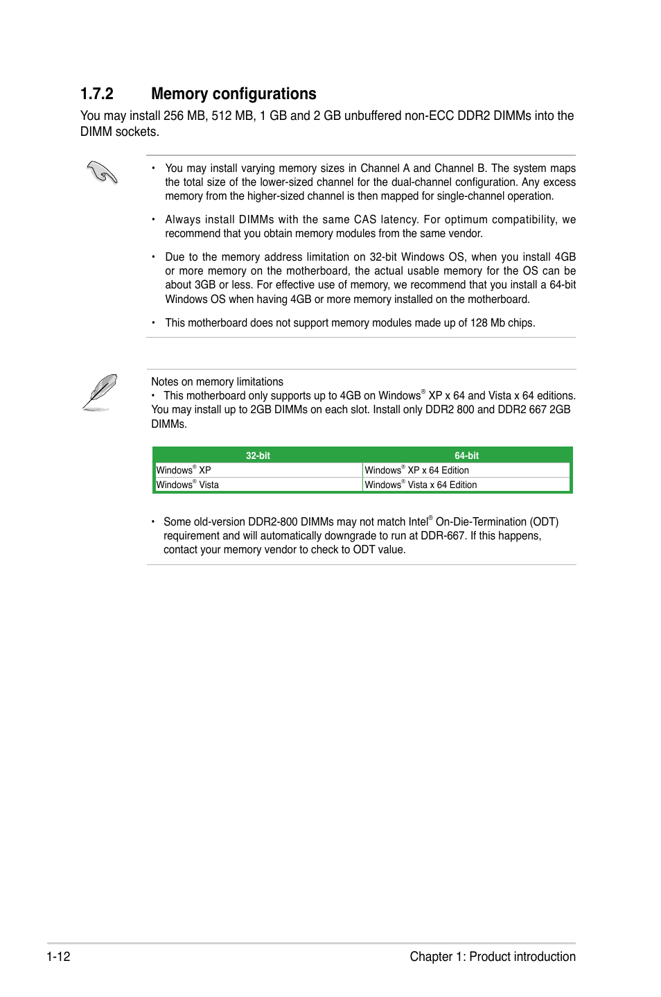 12 chapter 1: product introduction | Asus P5KPL-AM SE User Manual | Page 22 / 62