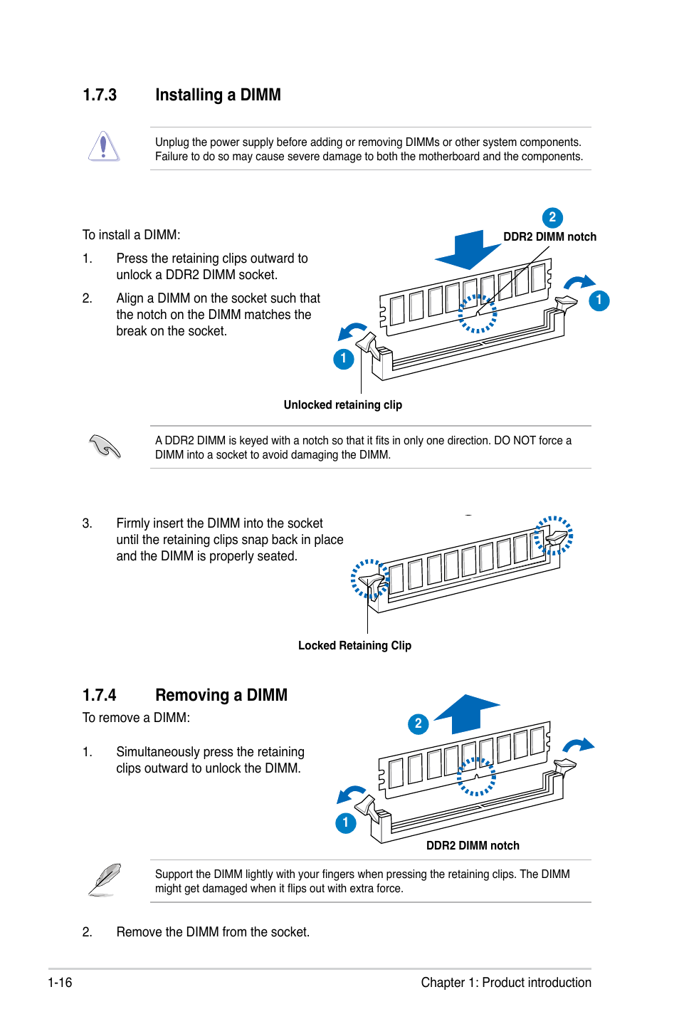 3 installing a dimm, 4 removing a dimm | Asus P5KPL-AM SE User Manual | Page 26 / 62