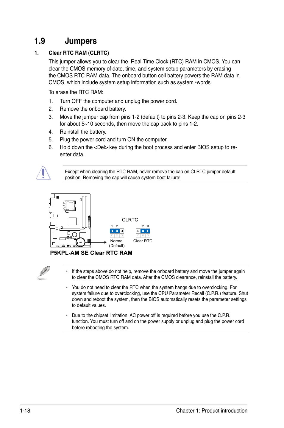 9 jumpers | Asus P5KPL-AM SE User Manual | Page 28 / 62