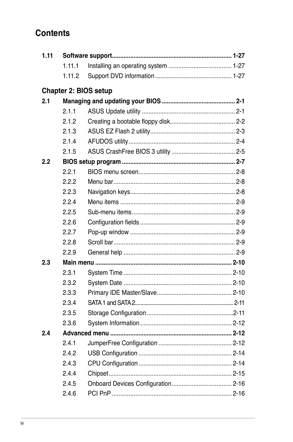 Asus P5KPL-AM SE User Manual | Page 4 / 62