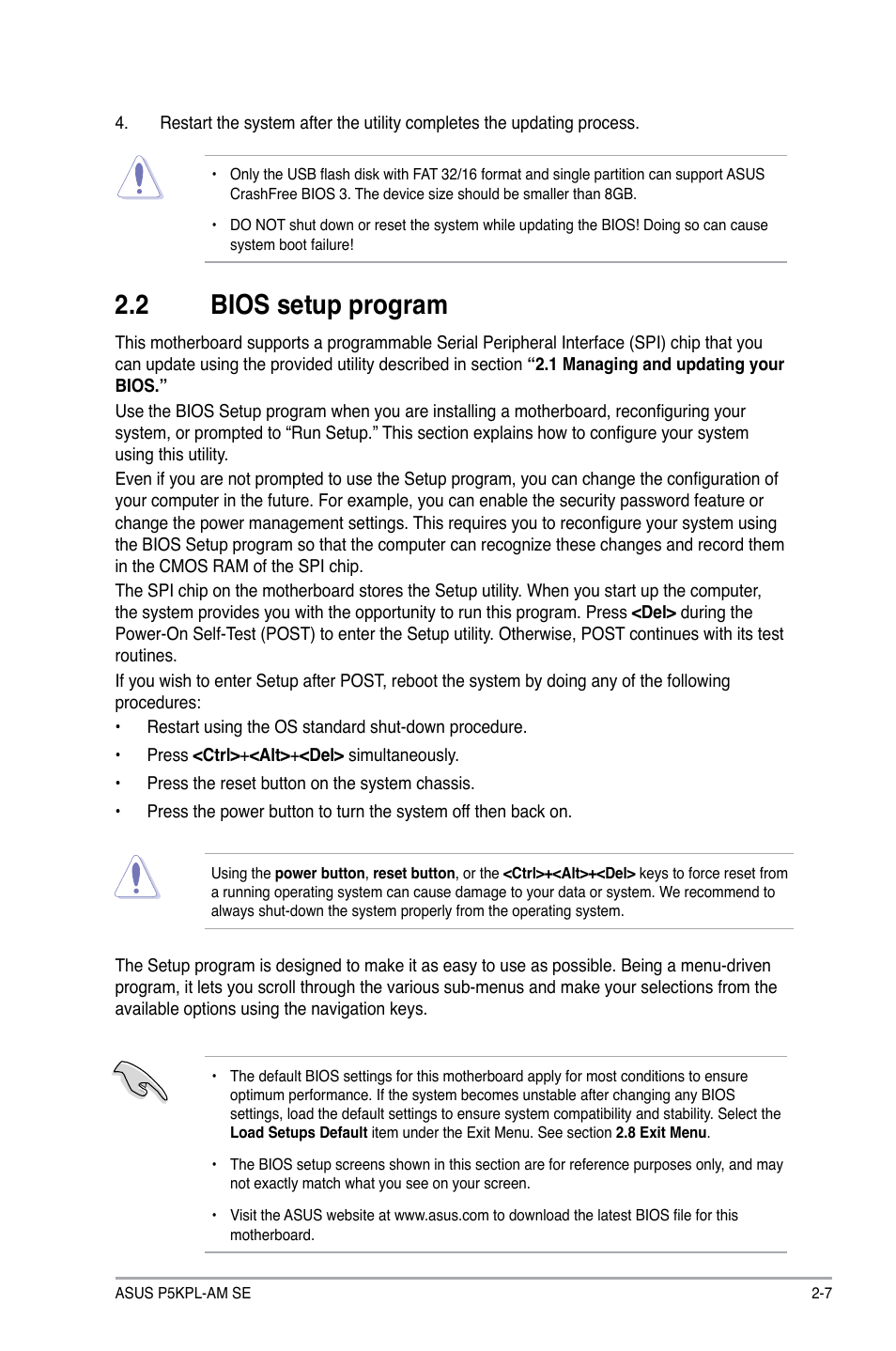 2 bios setup program | Asus P5KPL-AM SE User Manual | Page 45 / 62