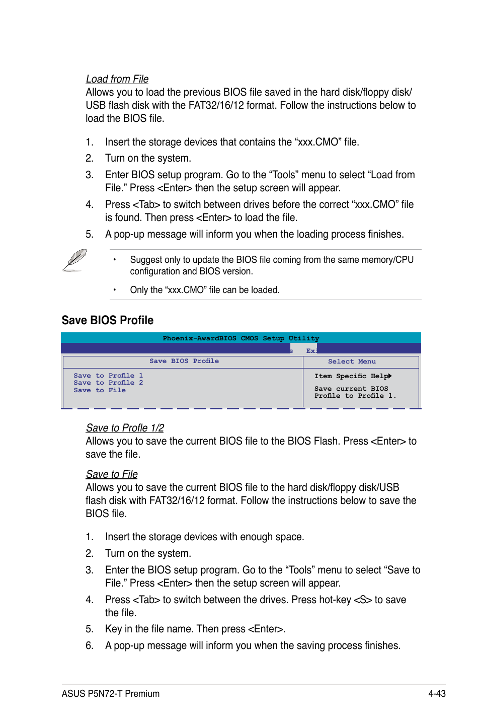 Save bios profile | Asus P5N72-T Premium User Manual | Page 113 / 178