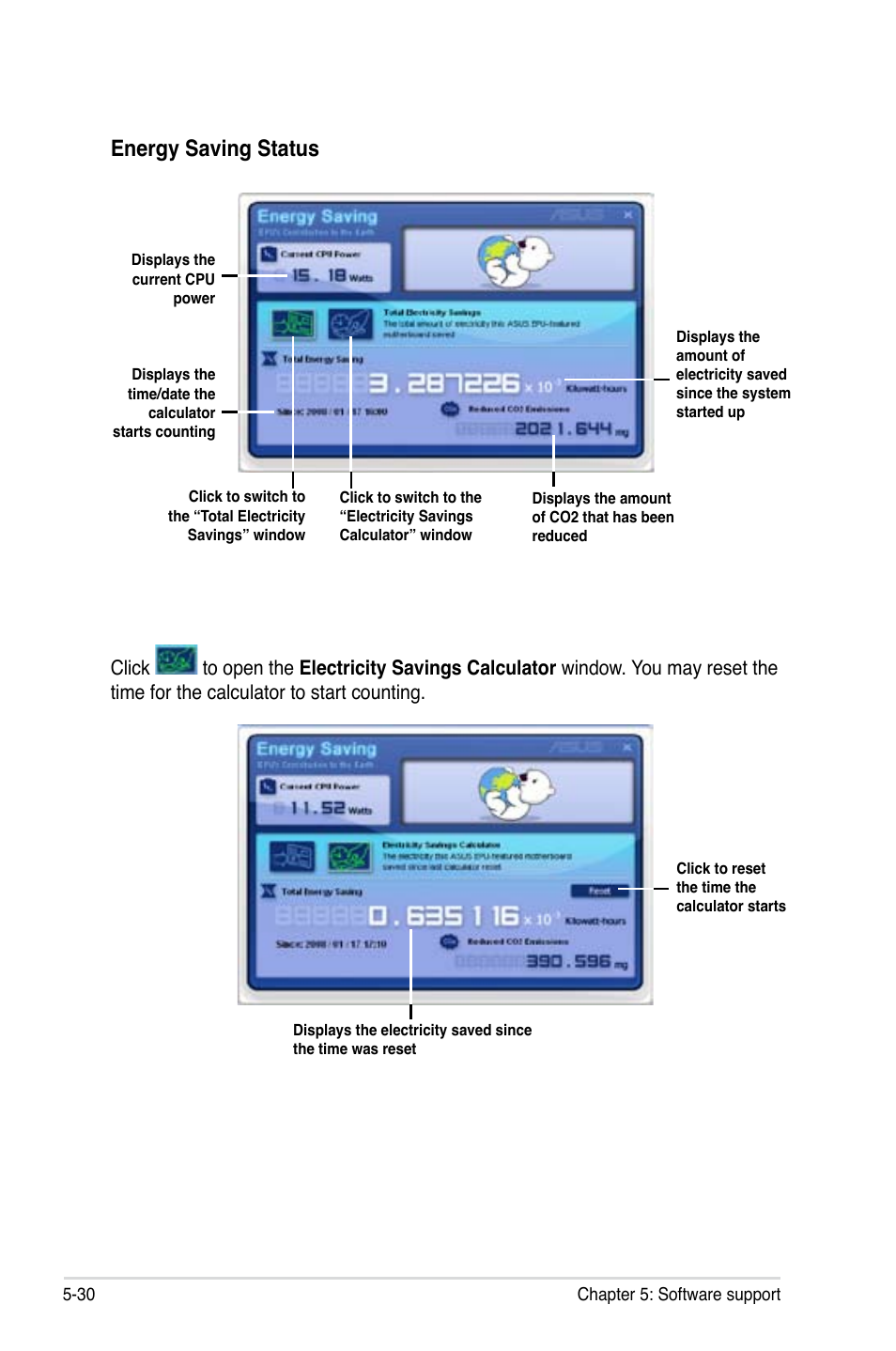 Energy saving status | Asus P5N72-T Premium User Manual | Page 148 / 178