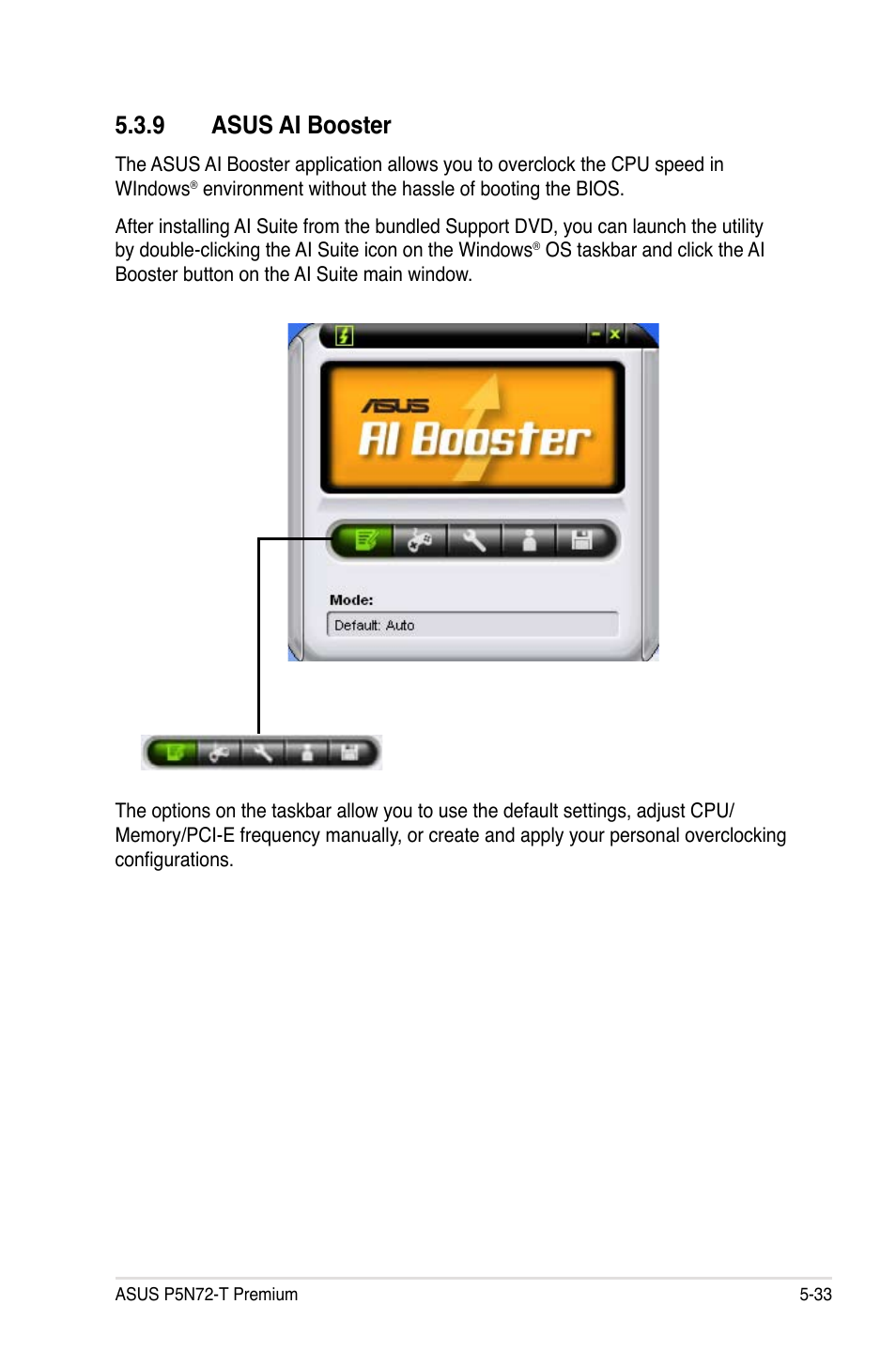 9 asus ai booster, Asus ai booster -33 | Asus P5N72-T Premium User Manual | Page 151 / 178