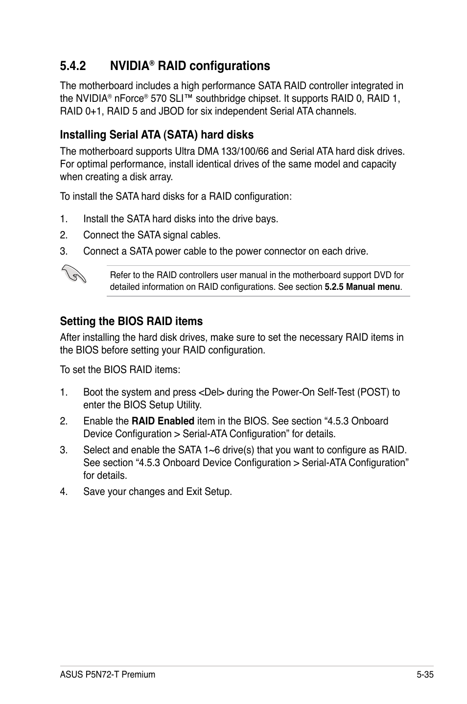 2 nvidia® raid configurations, Nvidia, Raid configurations -35 | 2 nvidia, Raid configurations | Asus P5N72-T Premium User Manual | Page 153 / 178