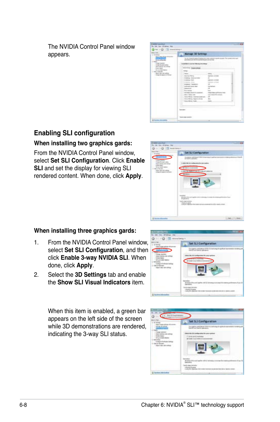 Enabling sli configuration | Asus P5N72-T Premium User Manual | Page 172 / 178