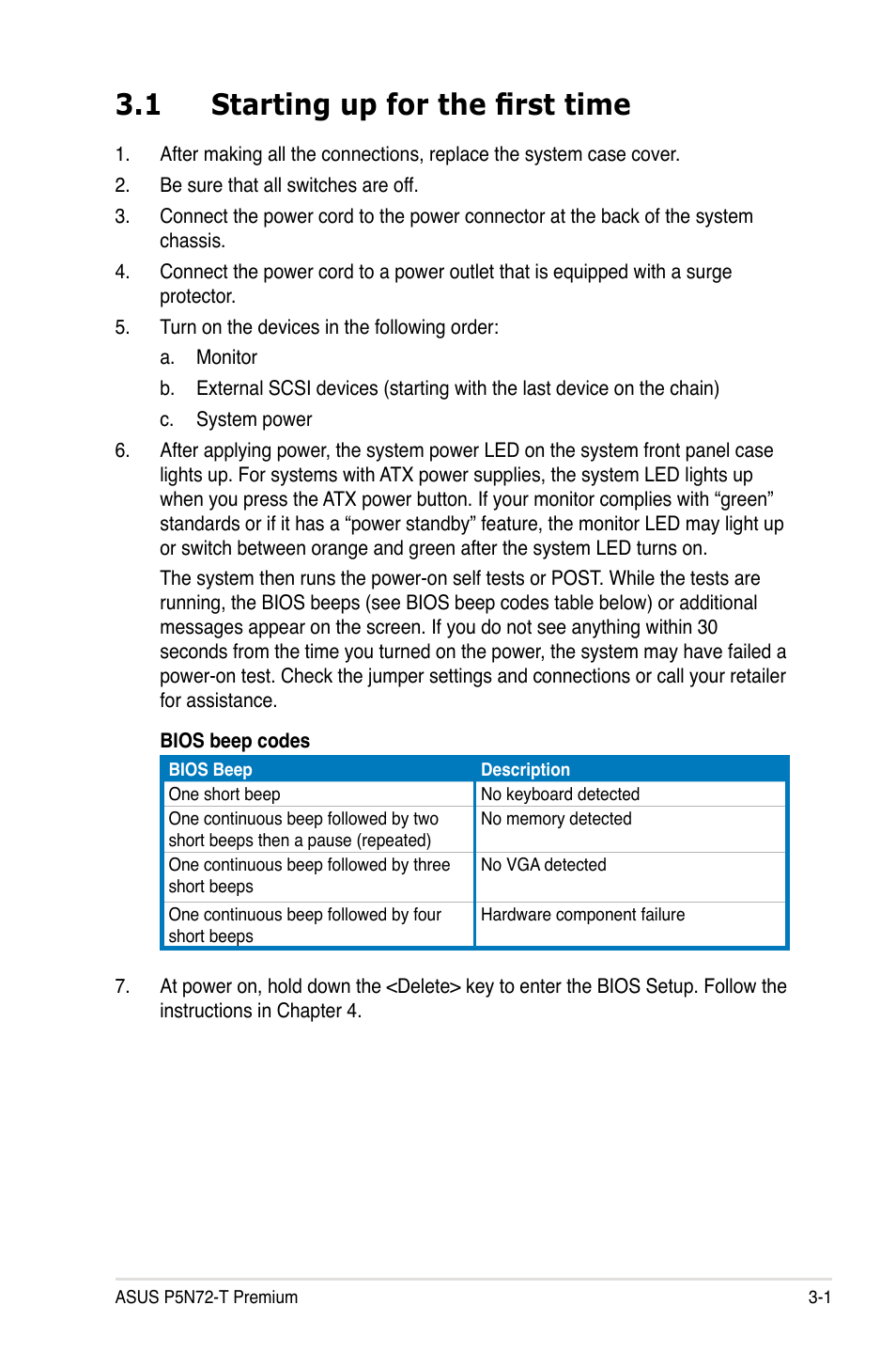 1 starting up for the first time, Starting up for the first time -1 | Asus P5N72-T Premium User Manual | Page 67 / 178