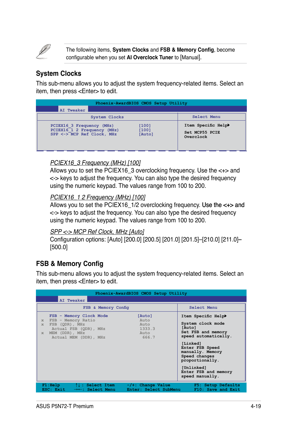 System clocks | Asus P5N72-T Premium User Manual | Page 89 / 178