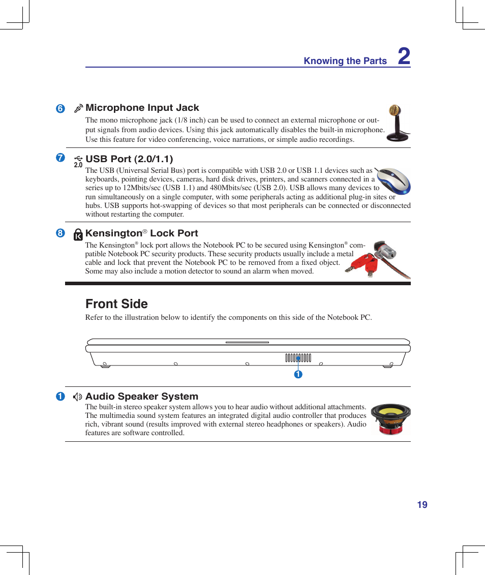 Front side | Asus U6V User Manual | Page 19 / 89