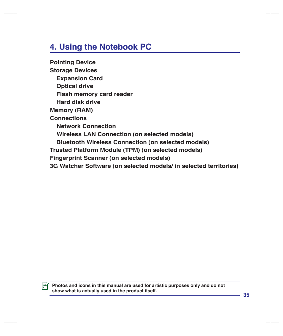 Using the notebook pc | Asus U6V User Manual | Page 35 / 89