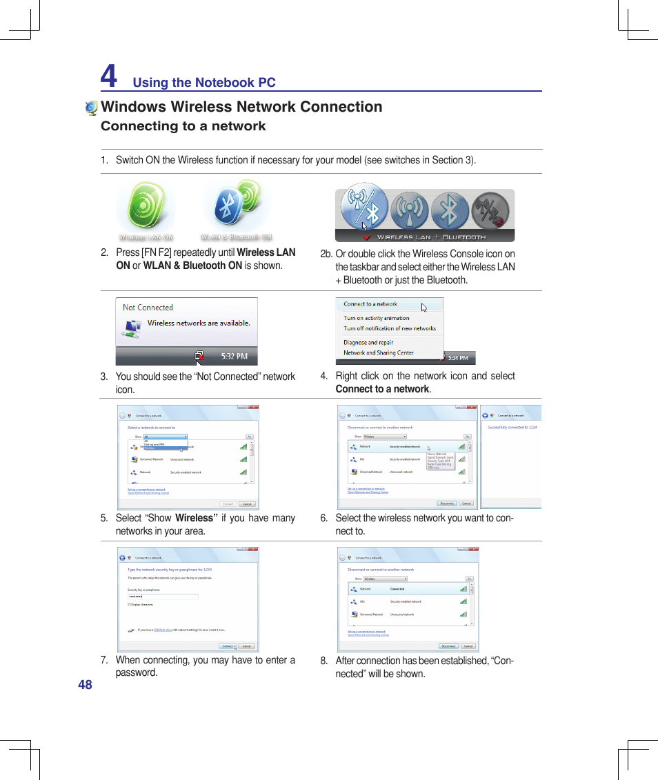 Windows wireless network connection | Asus U6V User Manual | Page 48 / 89