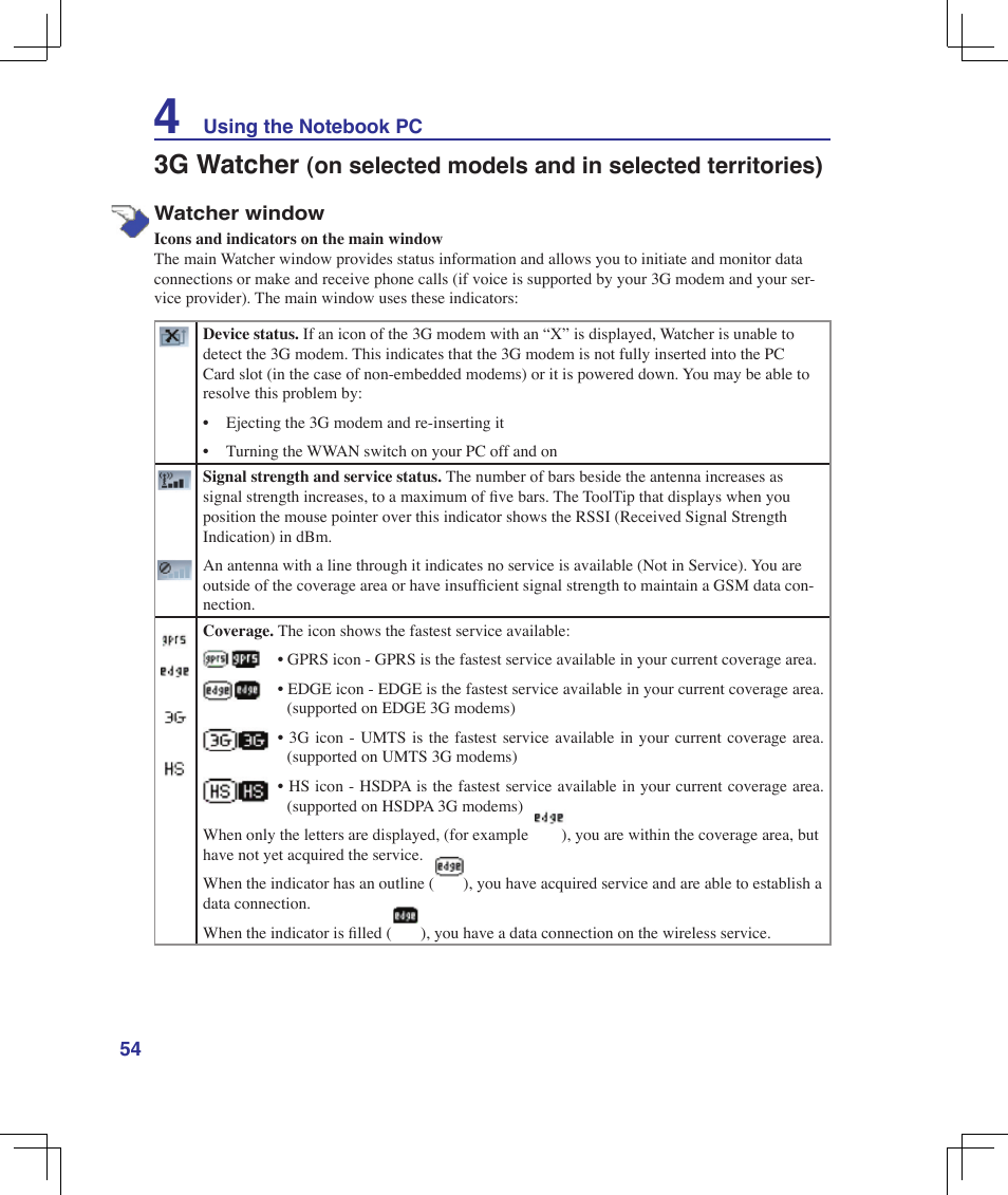 3g watcher | Asus U6V User Manual | Page 54 / 89