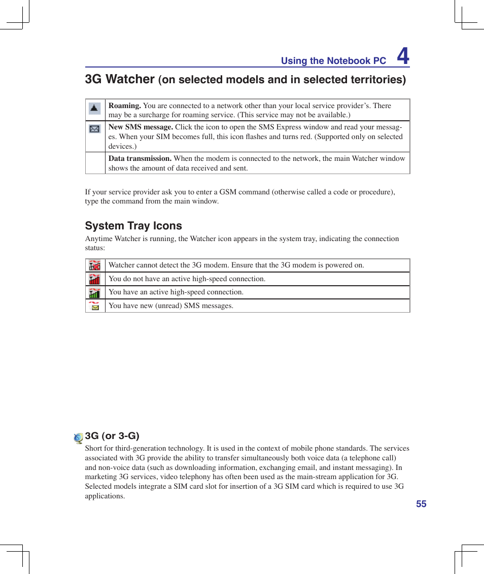 3g watcher | Asus U6V User Manual | Page 55 / 89