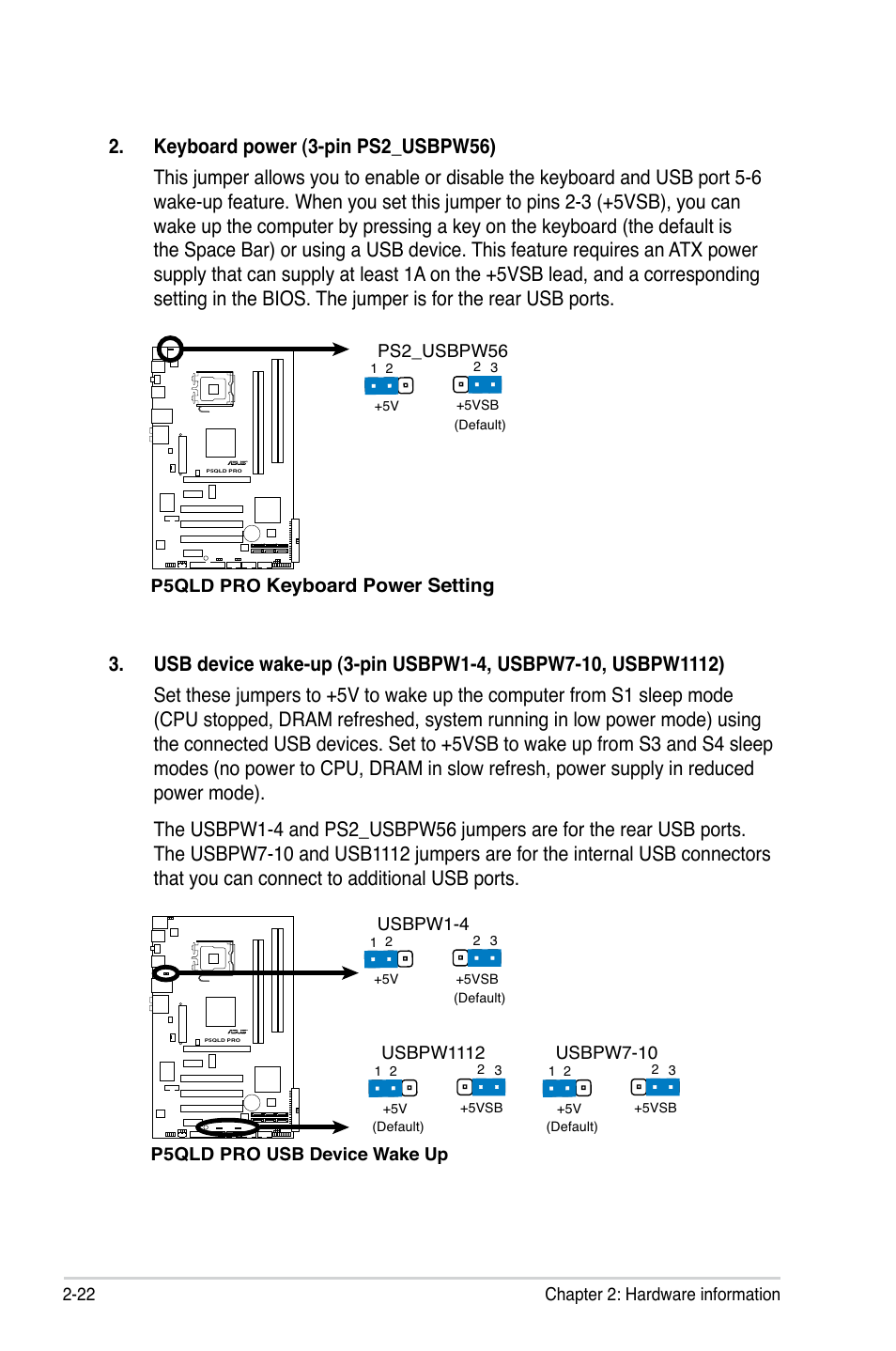 Keyboard power setting | Asus P5QLD PRO User Manual | Page 44 / 148