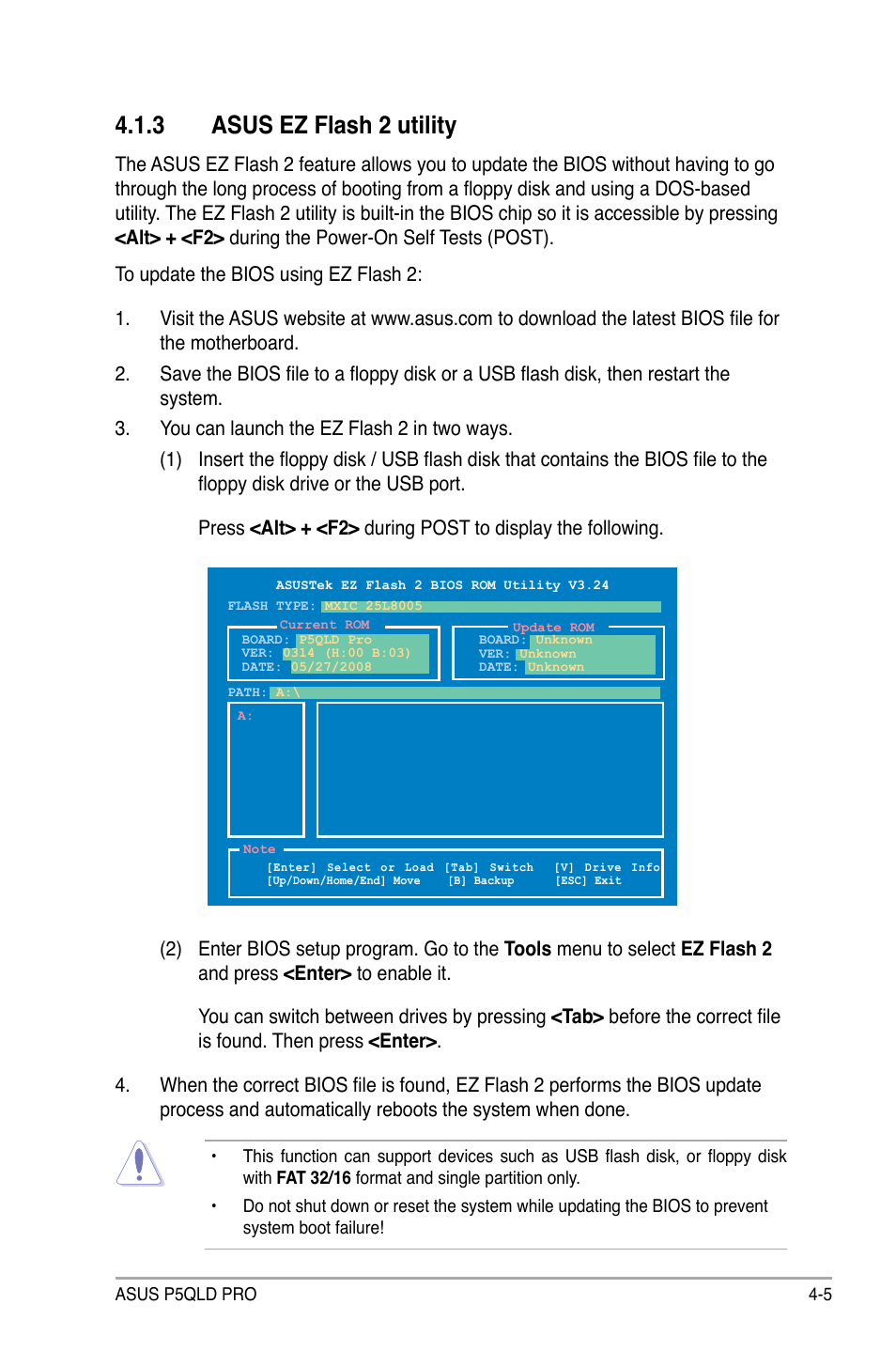 3 asus ez flash 2 utility | Asus P5QLD PRO User Manual | Page 67 / 148