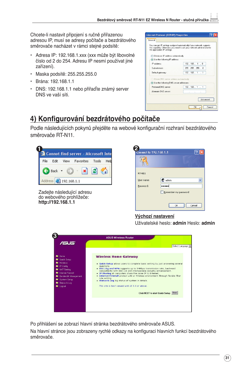 4) konfigurování bezdrátového počítače | Asus RT-N11 User Manual | Page 32 / 145