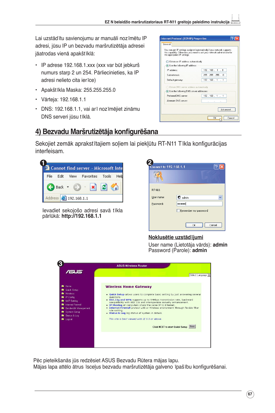 4) bezvadu maršrutizētāja konfigurēšana | Asus RT-N11 User Manual | Page 68 / 145