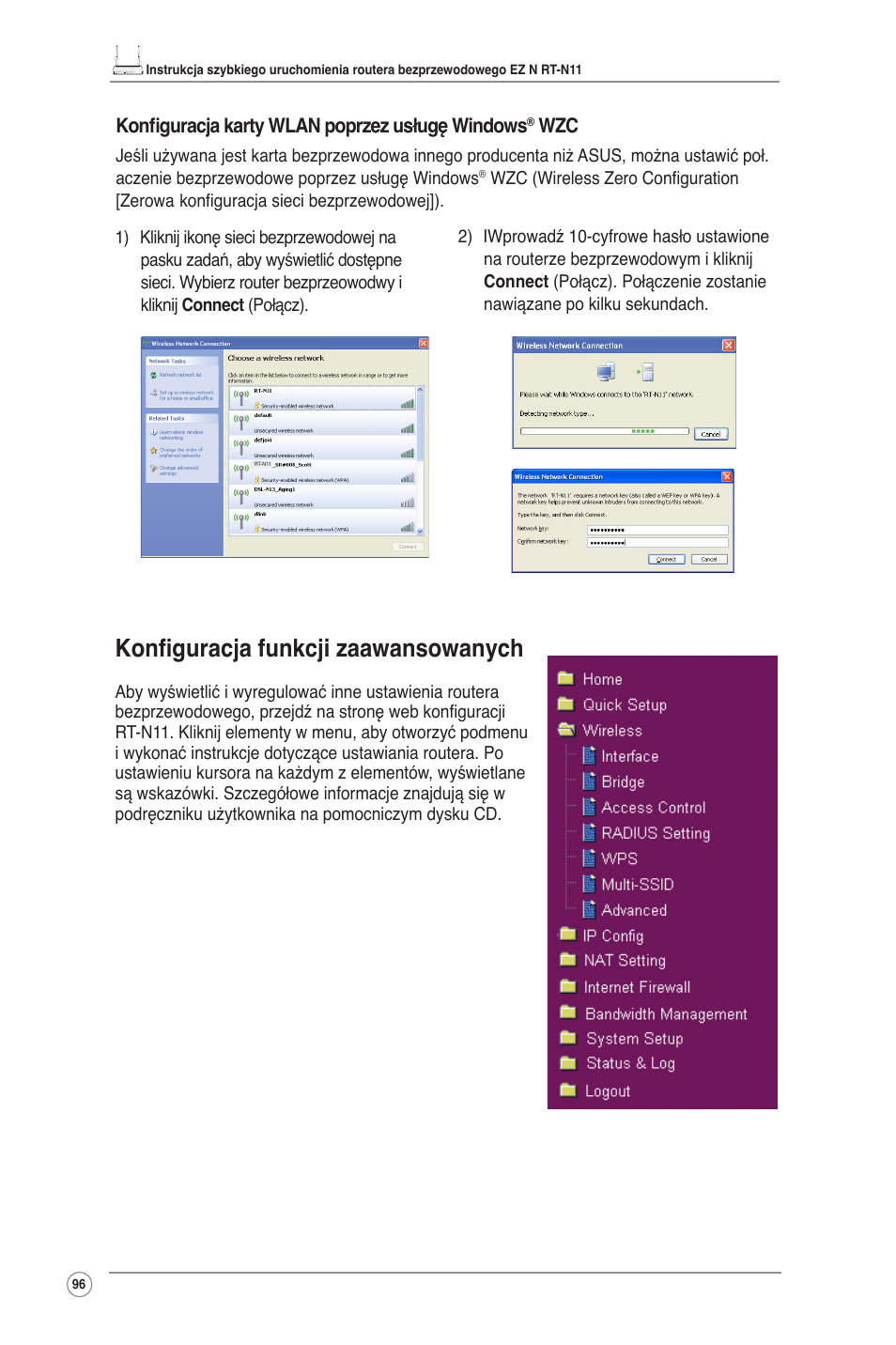 Konfiguracja funkcji zaawansowanych | Asus RT-N11 User Manual | Page 97 / 145